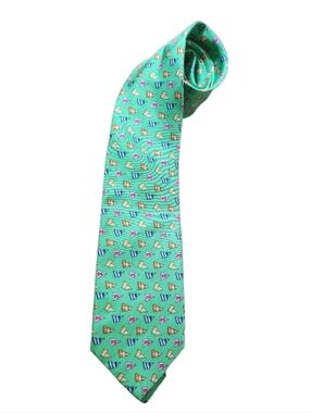 Lauren Ralph Lauren Minty Green Silk Nautical Flag Design Tie